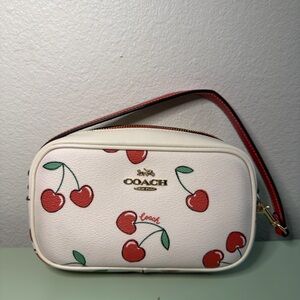 Coach Cherry Print White Leather Bag